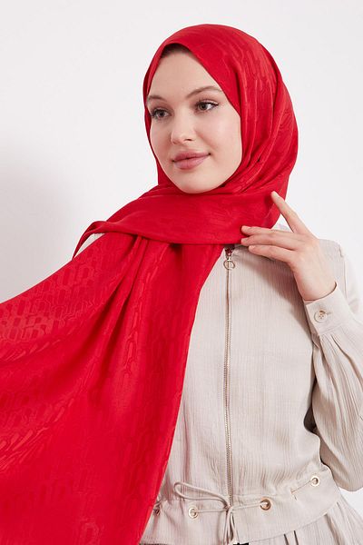 Levidor Red Paperclip Pattern Blue Jacquard Shawl