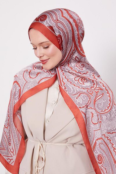 Levidor Red Spiral Indian Silk Shawl