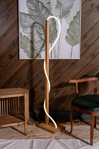 woodbaba Lathe Açık Ceviz Masif Ahşap Lambader 150 cm | İskandinav Minimal Tasarım