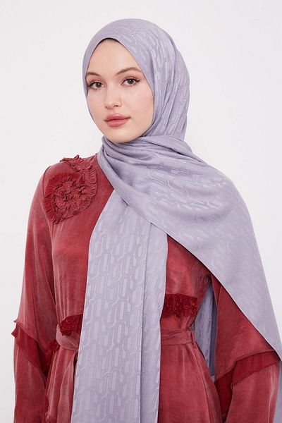 Levidor K.Grey Paperclip Pattern Blue Jacquard Shawl