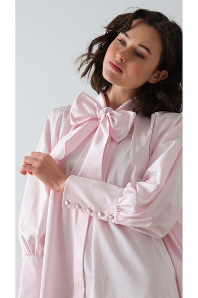 miha Hicran Önal Poplin Shirt Dress Pink