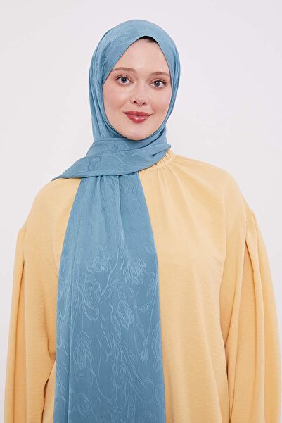 Levidor Water Green Abstract Tulip Pattern Jacquard Capri Shawl