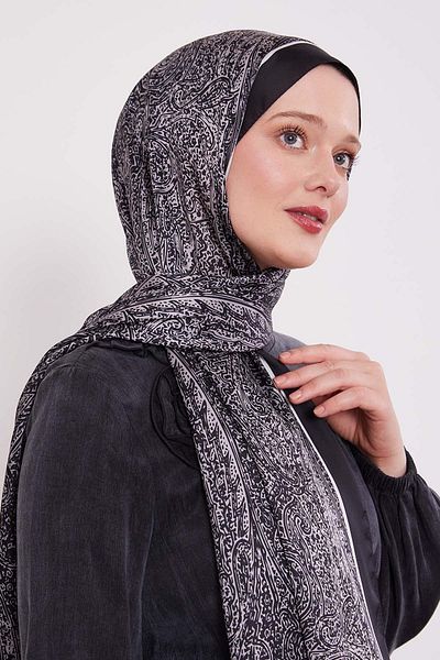 Levidor Black-Grey Mixed Pattern Indian Silk Shawl