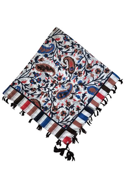 kızca Indian Silk Scarf Red Bluette 110 Luk