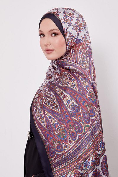Levidor Black-Orange Spiral Pattern Indian Silk Shawl