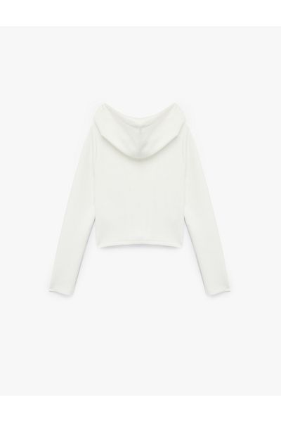Koton Long Sleeve Viscose Blend Hooded Full Zip Sweatshirt