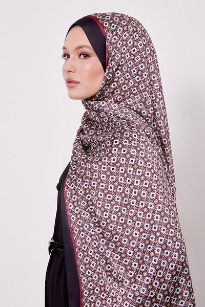 Levidor Black-Red Square Pattern Indian Silk Shawl