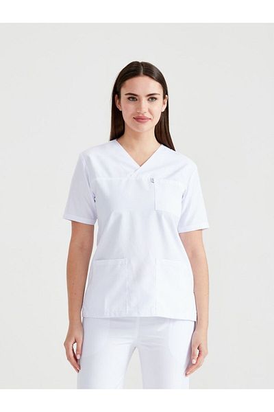 DEMOTEKS Scrub Set Medical Suit Classic White Unisex