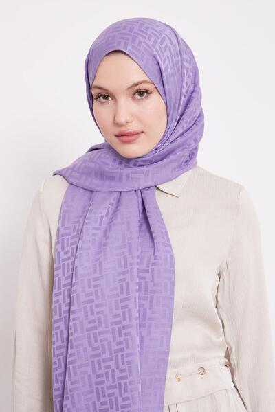 Levidor Lila Çubuk Desen Blue Jakarlı Şal