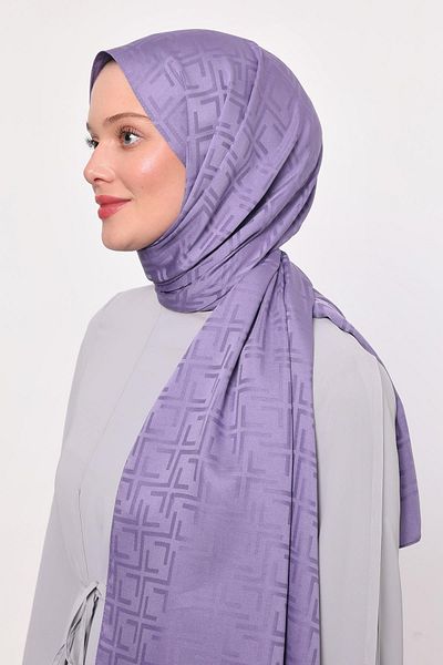 Levidor Lilac Square Pattern Blue Jacquard Shawl