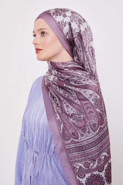 Levidor Şal de mătase indiană cu model spiralat liliac