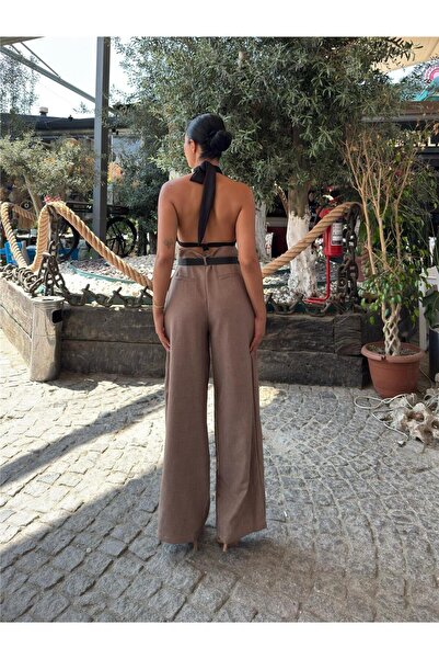 WeShaya Mink Linen Belted Trousers
