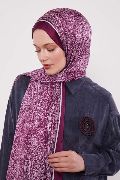 Levidor Plum Mixed Pattern Indian Silk Shawl