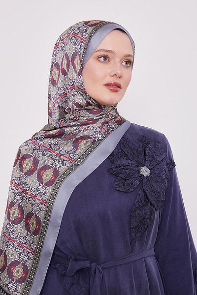 Levidor Silver Reflection Pattern Indian Silk Shawl