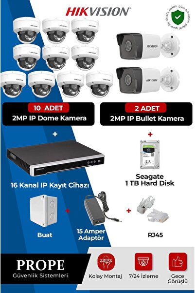 Hikvision DS-2CD1121G2-LIUF 12 Kameralı Full Ip Sistem Paketi