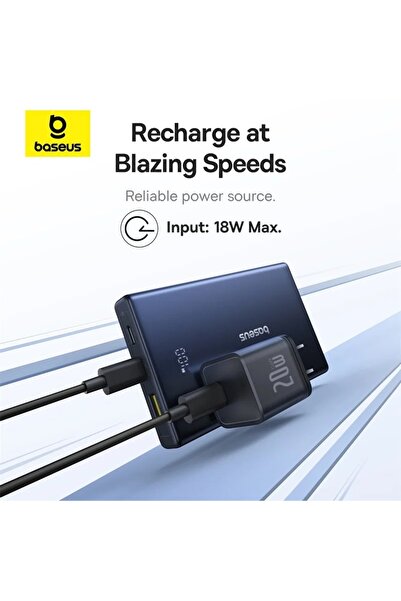 Baseus باور بانك محمول بيكو جو بسعة 10000 مللي أمبير/ساعة مع خاصية الشحن السريع