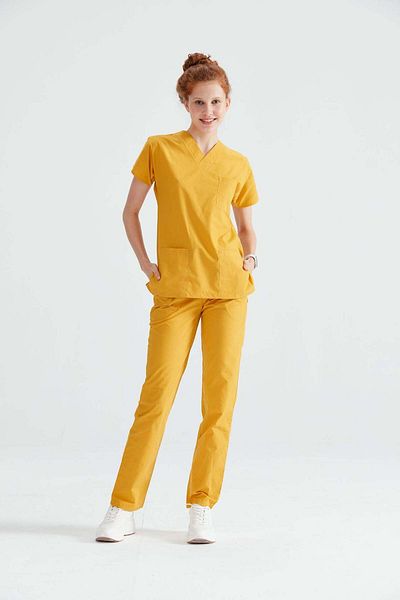DEMOTEKS Scrub Set Costum Medical Classic Galben Inchis Unisex