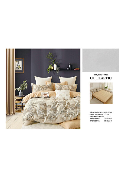 FIONNA.RO Lenjerie De Pat Finet Cu Elastic - Bej Peisaj