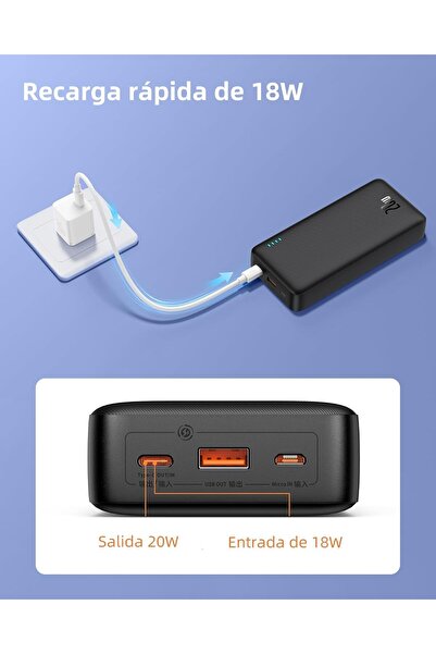 Baseus باور بانك محمول من Airpow بسعة 20000 مللي أمبير/ساعة وشحن سريع بقوة 20 وات