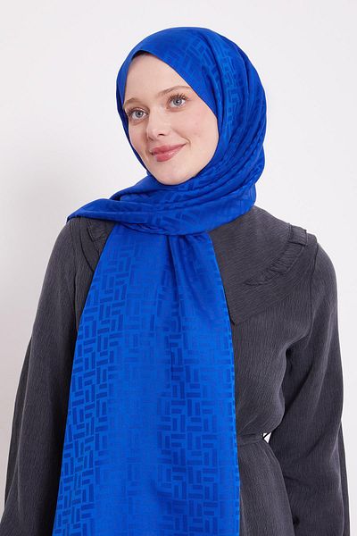 Levidor Saks Stick Pattern Blue Jacquard Shawl