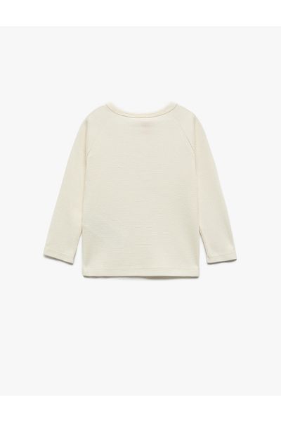 Koton Textured Long Sleeve Crew Neck Cotton T-Shirt