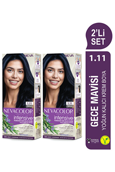 Neva Color INTENSIVE 2'Lİ SET 1.11 GECE MAVİSİ Kalıcı Krem Saç Boyası Seti