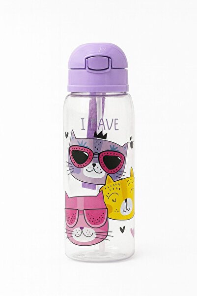 Bayev Cat 2-Piece School Lunch Set Lunch Box - Purple Lunch Container and Water Bottle Set