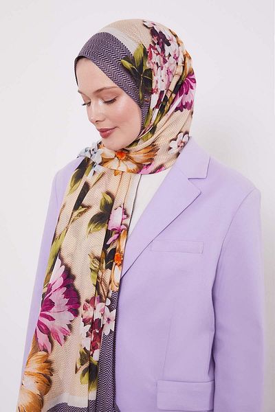 Levidor Purple Zigzag Cotton Shawl