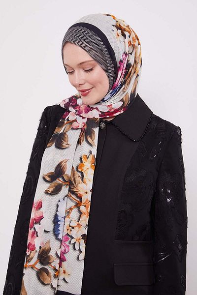 Levidor Anthracite Zigzag Cotton Shawl