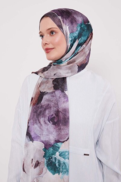 Levidor Καπνιστό αφηρημένο μοτίβο λουλουδιών Ινδικό μεταξωτό σάλι