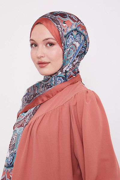 Levidor Orange Mixed Desenal Indian Silk Shawl