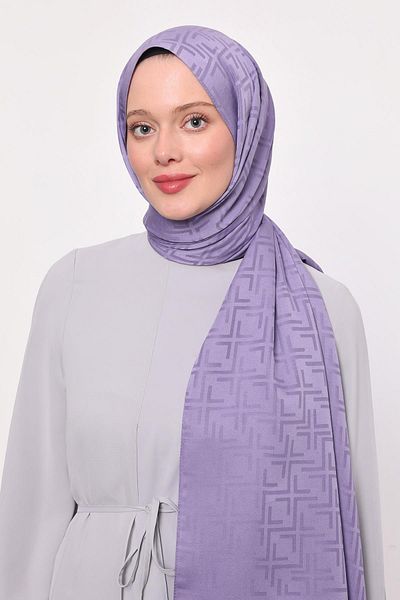 Levidor Lilac Square Pattern Blue Jacquard Shawl