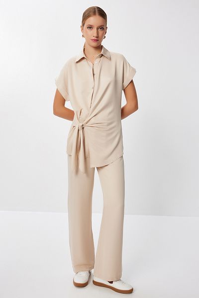 Lovelyİstanbul Lacing Detailed Satin Surface Suit Lff0037 Cream