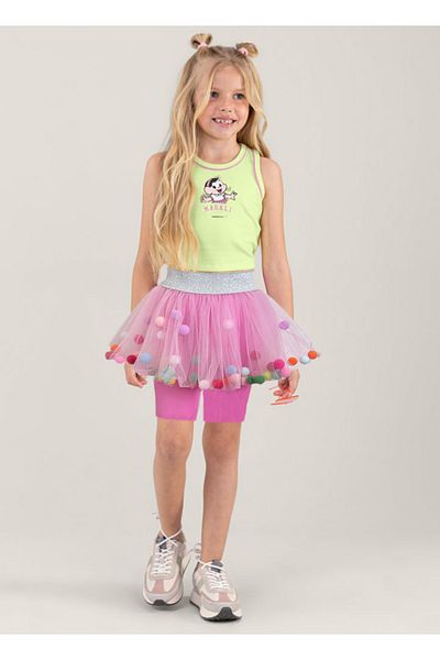 By Piera Girl's Pompom Biker Leggings