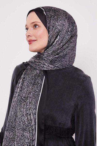 Levidor Black-Grey Mixed Pattern Indian Silk Shawl