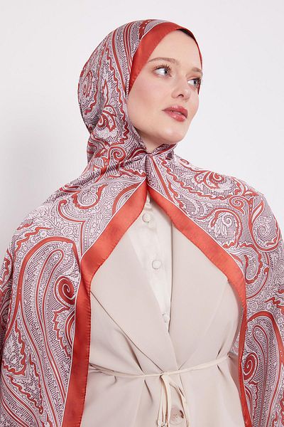Levidor Red Spiral Indian Silk Shawl
