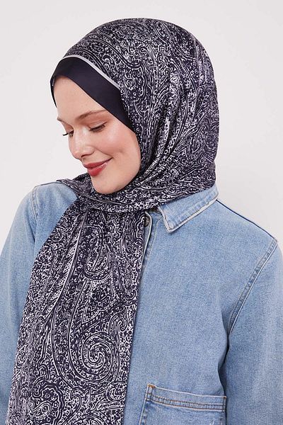 Levidor K.Navy Blue Mixed Pattern Indian Silk Shawl