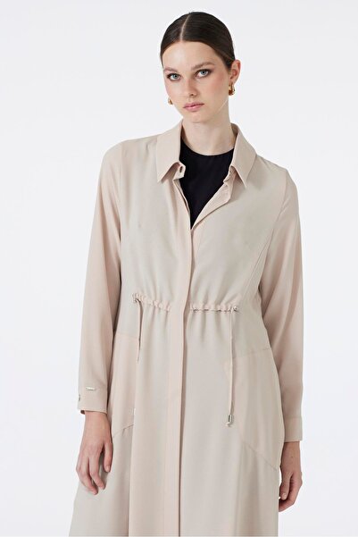 Zühre Shirt Collar Pocket Detailed Long Beige Wear Out Gc-0062