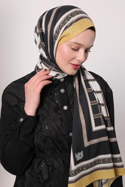 Levidor Hardal Şeritli Varak Desen Love Şal