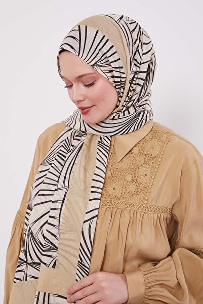 Levidor Yağ Yeşili Tropikal Pamuklu Şal