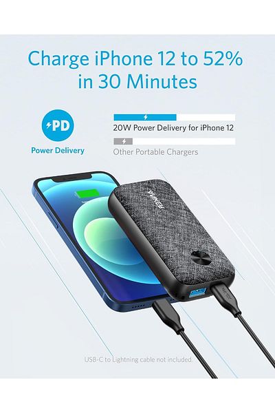 Anker PowerCore Metro 10000mAh Power Bank - Ultra-Compact USB-C Fast Charging Portable Charger