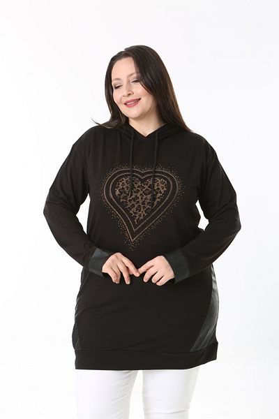 XL Modam Women's Plus Size Hooded Stone Printed Tunic