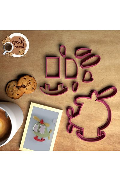 CookieKonsept Baby Shower Mold Set Helicopter # 2 – Cookie, Dough and Clay Compatible