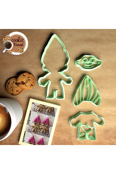 CookieKonsept مجموعة قوالب استحمام الطفل ترول - متوافقة مع البسكويت والعجين والطين