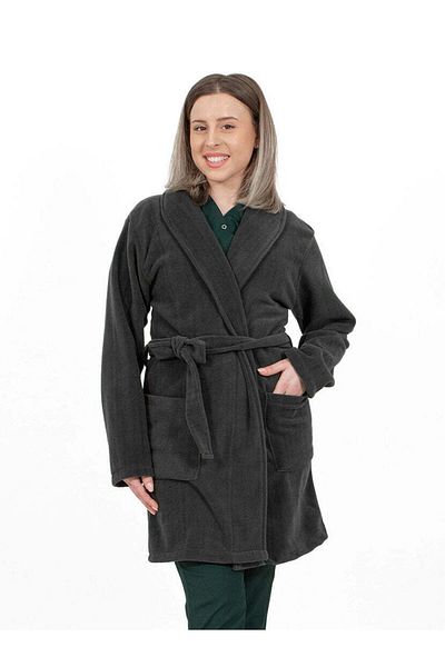 DEMOTEKS Medical jacket, Thick polar robe with cord Dark Grey, Unisex