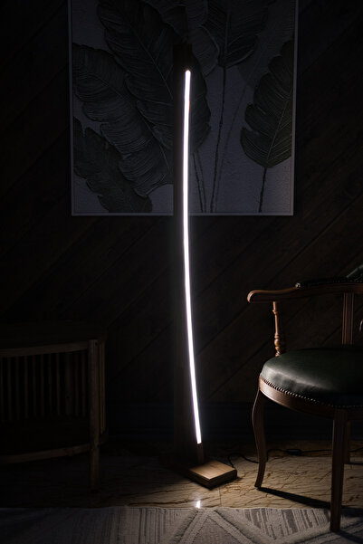 woodbaba Defne Rustik Modern Köşe Aydınlatma 150 cm | Koyu Ceviz Masif Ahşap Lambader