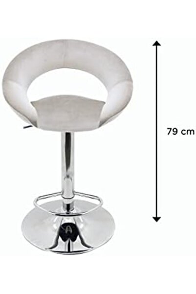 Vanity Living Velvet Bar Stool, Modern Adjustable Seville Cream Upholstered High Bar Chair, Armless