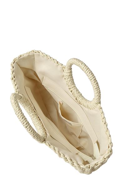 Zühre Beige Straw Bag with Round Handle Z0044