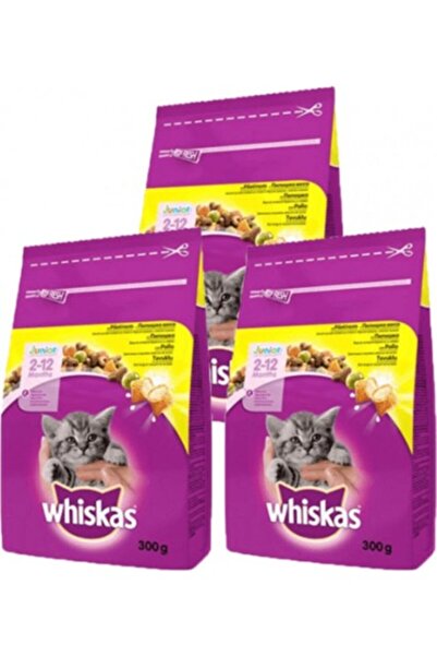 Whiskas Tavuklu Kuru Kedi Mamasi ( 2 - 12 Aylik ) 300 gr x 3 Adet Süt Dolgulu