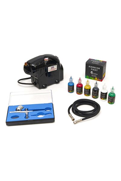 HBM Machines SET COMPLET AEROGRAF AIRBRUSH COMPRESOR PISTOL SI VOPSEA